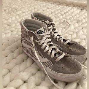 Grey and white plaid Vans